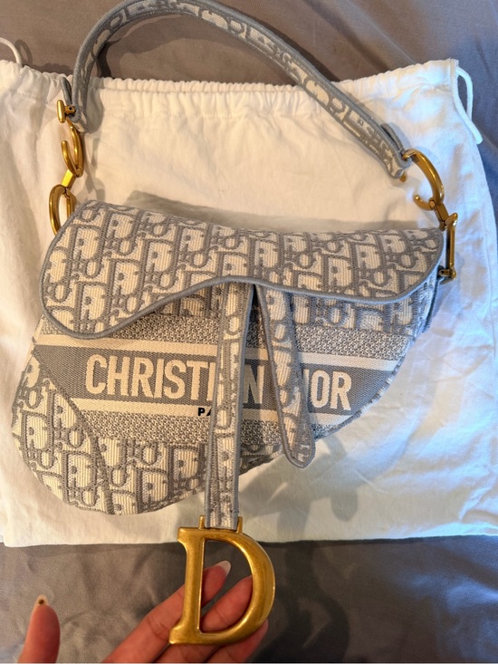 Dior Handbags - Dior oblique gray Jacquard Saddle medium